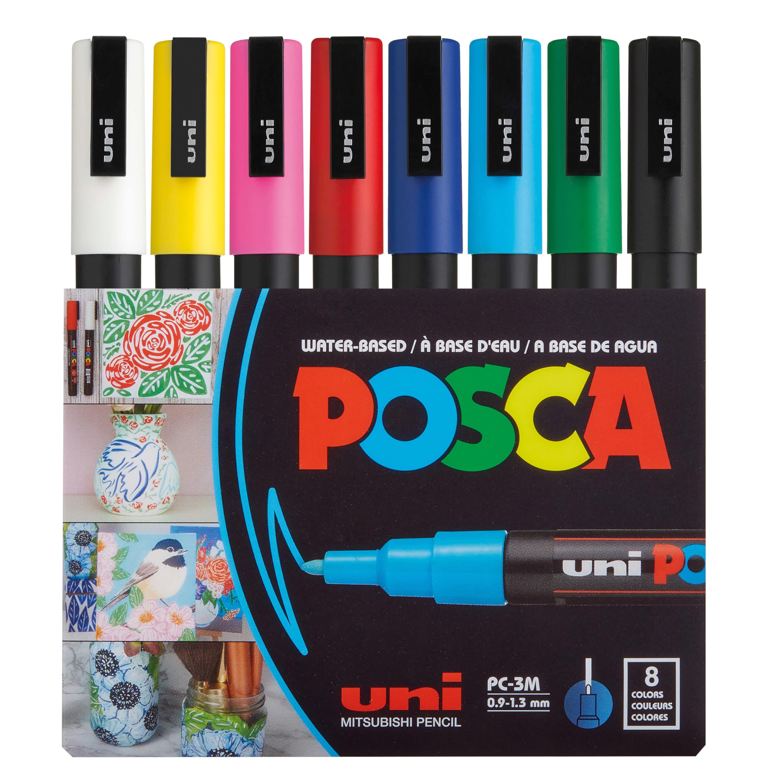 Marker Fine Cone Tip Set Of 8 Assorted Colors POSCA Uni